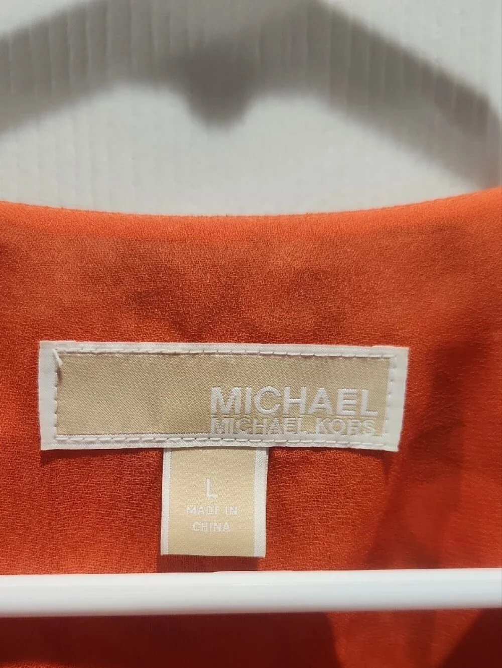 Michael Kors Orange Animal-Print Long-Sleeve V-Neck Dress